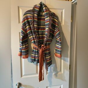 Marine Layer Women’s SMALL Boho Alamere Long Fringe Cardigan S Multi Stripe